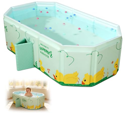 Baignoire Pliable Portable pour Bébé, 78 * 45 * 30cm Grande Baignoire Enfant, Baignoire Portable Enfants Multifonctionnelle, Baignoire Pliable bébé avec Bouchon Vidange pour Douche 0-8 Ans
