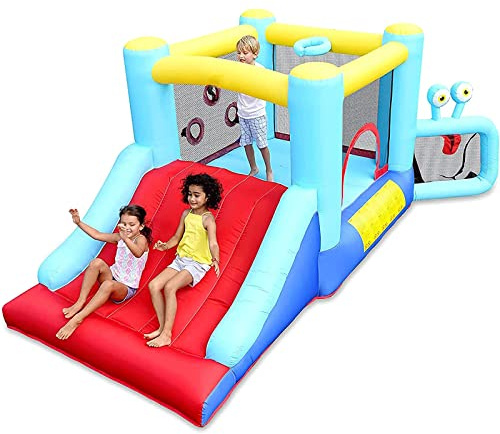 hoppborg, Säkerhetsstaket Bounce House Uppblåsbart Party Tema Basket Hoop Fotboll Spela