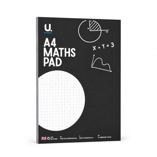 A4 Maths Pad Squared Paper Notebook Pack Of 1– 70 Pages Graph & Grid Paper Pad, 70gsm White Paper, Glued Binding, 70gsm White Paper,School Notebook For Maths Science Assorted Colors 29.7 x 21 x 0.7cm