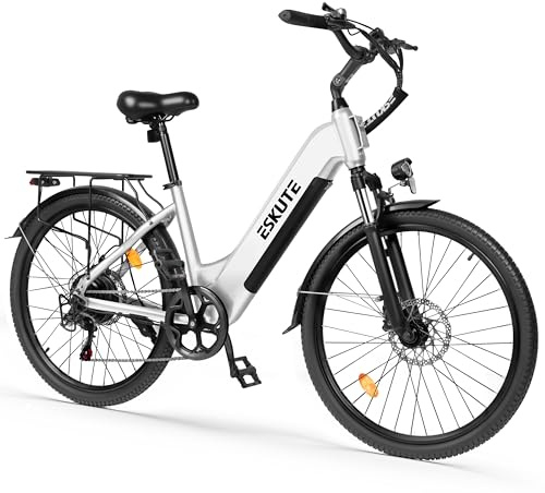 ESKUTE C202 Bicicletta Elettrica 48V 17,5Ah per Adulti 26”, Batteria Rimovibile, E-Bike da Città per Pendolari, Cambio 7 Velocità, 25 km/h, Autonomia fino a 110 km