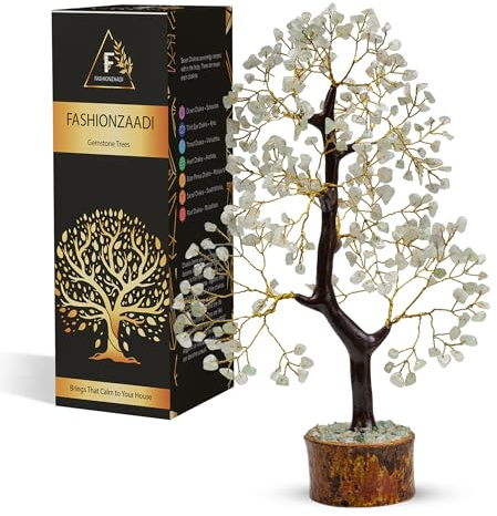 Green Jade Crystal Tree, Healing Gemstones Tree of Life Artificial Bonsai Money Tree Decorative Gem Crystal Tree Feng Shui Gift for Women Housewarming Good Luck Gifts Healing Chakra Tree (10-12 inch)