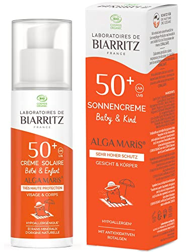 Laboratoires de Biarritz - Sonnencreme Baby & Kind LSF50+ ALGA MARIS® Bio-zertifiziert - Gesicht und Körper - Leichte und cremige Textur - 50 ml - Made in France