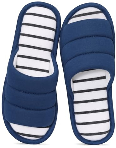shevalues Open Toe House Slippers for Women Men Memory Foam Bedroom Shoes