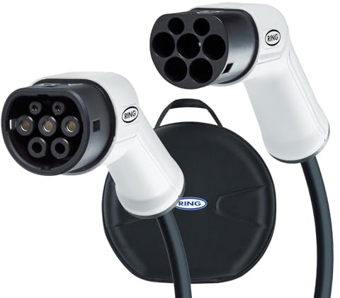 RING 32A Electric Vehicle Charging Cable - 1 Phase Type-2 to Type-2: Suitable For All Fully Electric & Plug-in Hybrid Vehicles