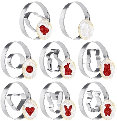 GWHOLE 8 Stück Ausstechformen Ei Ostern Set Edelstahl Ostern Ausstecher Eier Osterei Hase Scharf Herz Küken Linzer Keksausstecher für Osterplätzchen Linzer Fodant Tortendeko