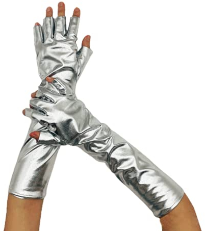 FakeFace Damen Handschuhe Fingerlose Elastische Glänzende Opernhandschuhe Abendhandschuhe Lack handschuhe Cosplay-Handschuhe Halloween-Kostümzubehör