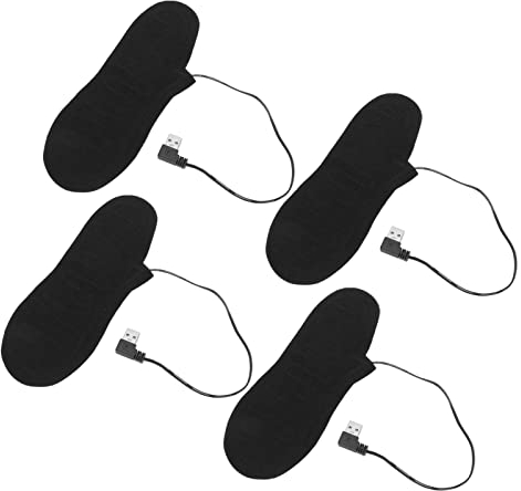 Beheizte Socken FüR MäNner und Frauen, 4 StüCk Elektrisch Beheizte Einlegesohlen FußwäRmer USB Wiederaufladbar Hohe Temperatur FüR Outdoor-Aktivitäten Im Winter