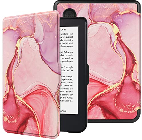 HGWALP Slim Shell Hülle für 6 Tolino Shine 5(2024)/ Shine Color/Shine 4(2022)& Kobo Clara Colour/Clara BW(2024)/Clara 2E (2022) eReaders, Premium Cover mit Auto Sleep/Wake-Marble Pink