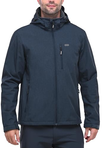 33,000ft Softshelljacke für Herren Wasserdicht Winterjacke Winddicht Warme Fleece Gefüttert Windbreaker Funktionsjacke Outdoorjacke für Wandern Fahrrad Camping Dunkelblau Heidekraut 2XL