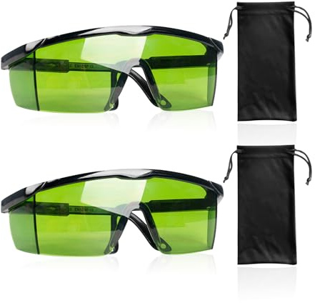 NyxSeat 2 Stycken Skyddsglasögon Med Glasögonfickor - Laser- och UV-Skyddsglasögon (Grön)
