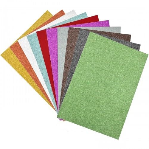 10 Blatt Glitzerpapier zum Basteln, A4 Bunt Glitzer PapieBastelpapier, 29.7 x 21 cm Selbstklebend Bunt Glitzer Bastelpapier, für DIY Handwerk Grußkarten Scrapbooking (10 Farben)