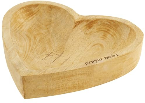 Ciotola decorativa in legno per impasto, cuore per preghiera con carte, 22 × 22 × 4 cm multiuso religiosi cristiani congregazione regalo ciotola di preghiera in legno per decorazione tavolo
