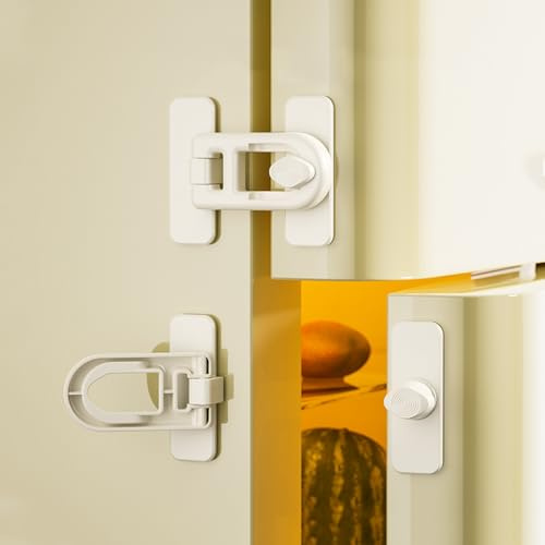 ZEWZE Pack 2 cierres seguridad niños para frigorífico, armario y cajones - Adhesivo fuerte, sin taladro, fácil instalación, protección bebés