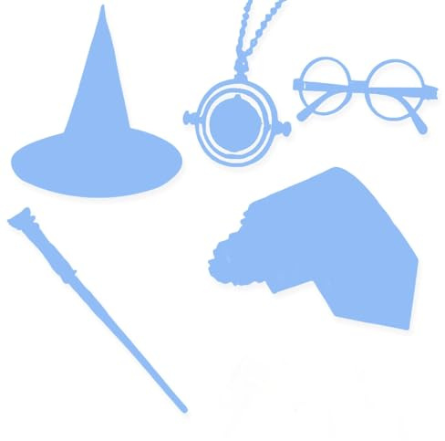 GWAWG 11Pzs Juego de Accesorios de Disfraces de Mago para Niños, Harry Varita Mágica Gafas Corbata Collar Relámpago Tatuaje Pegatina para Halloween Cosplay Día Mundial del Libro Fiesta de Carnaval