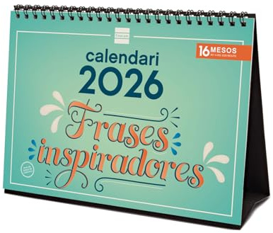 Finocam - Calendrier de bureau 2026 Mois Vue Janvier - Décembre 2026 + Sep.- Déc. 2025 (4 mois) réduits | Calendrier 2026 | Images Phrases inspirantes - Catalan