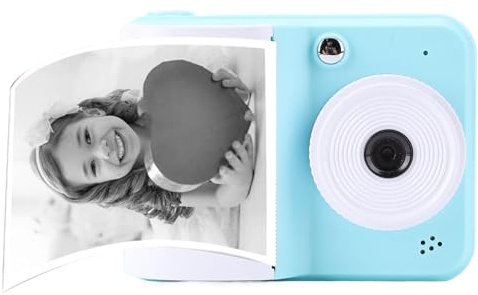 Bewinner Barn Instant Print Camera, 1080p HD Video Digital Kids Camera med Tryckpapper, 48MP -bilder, 2,4 Tum Skärmkompakt Bärbar Omedelbar Kamera för Pojkar och Flickor (Blå)