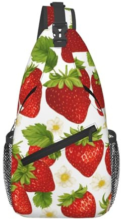 OAZCVBNN jordgubbar tryck kors bröstväska diagonalt slunga gymresor weekendresor crossbody ryggsäck