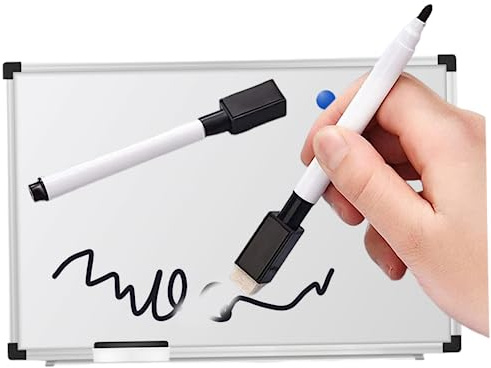 Pennarelli cancellabili a secco Pennarelli per lavagna bianca a punta fine Penna cancellabili secco con cappuccio per gomme per forniture per ufficio per bambini della scuola Nero 2 pezzi, Lavagna
