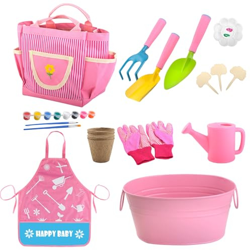 Set di Attrezzi da Giardino per Bambini,Giocattoli Educativi STEM | Guanti Pala Rastrello Kit Gioco Giardinaggio - Per Giardino Prato Spiaggia E Attività All'aperto Di Scavo Piantumazione E