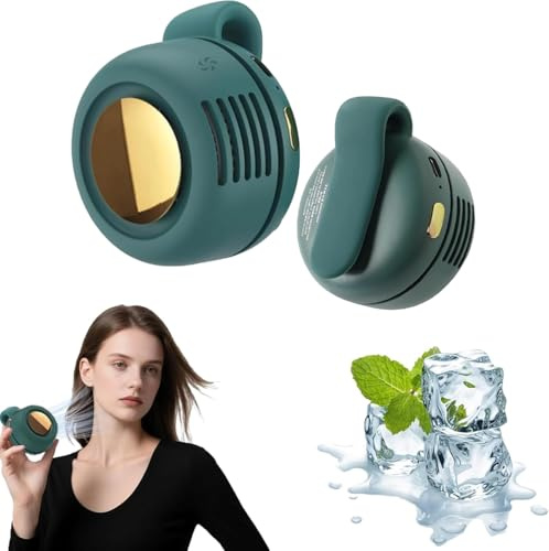 Portable Silent Mini Bladeless Fan Clip On,Mini Clip on Fan for Shirt & Waist, Portable Small Whirlwind Bladeless Fans,Suitable for Outdoor & Travel & Office,Travel Accessories (Green)