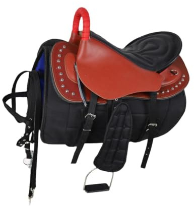 Wswqop Juego de Silla de Montar para Caballo, Equipo de Equitación, Accesorios Deportivos, Práctico, Fácil de Limpiar, Acolchado Grueso, Montaje In, Rojo Grande