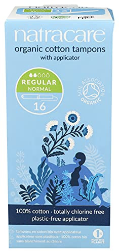 Natracare Organic Cotton Regular Tampons with Cardboard Applicator, (16 Pack, 192 Tampons Total)