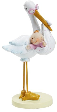 Storch mit Baby Mädchen ca. 11 cm Tortendeko Tischdeko