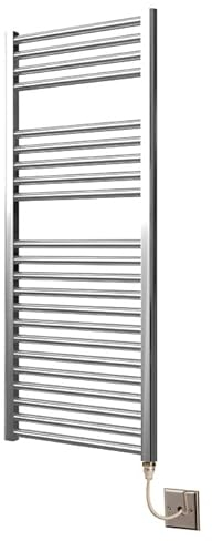Wetherby Straight Electric chrome Heated Towel Rail H1200mm W500mm Towel Warmer