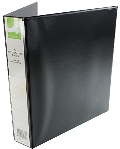 Q-Connect 40mm A4 Presentation 4d-Ring Binder - Black