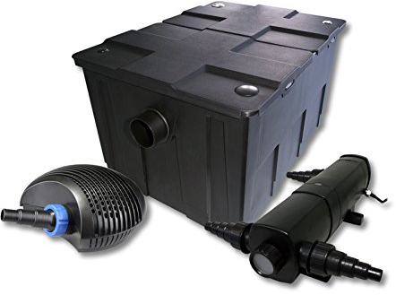SunSun Kit complet: CBF-550 Filtre de bassin jusqu'à 60000 L Biologique, CTF-6000 SuperECO pompe de filtration 6000l/h 40W, CUV-224 lampe uv UVC Clarificateur avec 24W