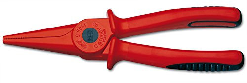 Intercable Tools 11095 Flachrundzange 200mm ISOplus 2K-VKZ I Spitzzange ohne Schneide Präzision I Isolierte Flachrundzange I Zange mit gerändeltem Griff I Zange für Elektro