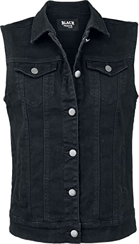 Black Premium by EMP Femme Gilet en jean noir sans manches avec col de chemise