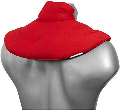 Bio Coussin de nuque avec col montant - Rouge - Coussin aux grains d'épeautre - Coussin épaules et cou - Coussin chauffant (chaud ou froid)