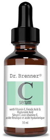 Vitamin C Serum 20% Pure L-Ascorbic Acid, Ferulic Acid, Vitamin E and Hyaluronic Acid for Face and Eyes 1oz. by Dr. Brenner