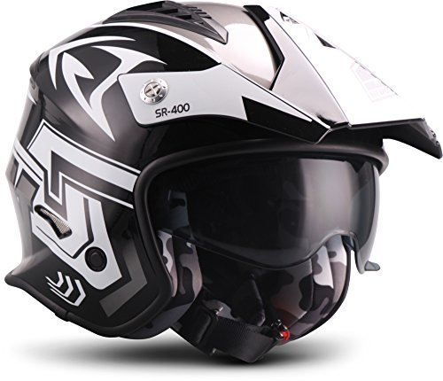 SOXON® SR-400 Storm „Titan“ · Jet-Helm · Motorrad-Helm Roller-Helm Scooter-Helm Moped Mofa-Helm Chopper Retro Vespa Vintage · ECE 22.05 Sonnenvisier Schnellverschluss Tasche L (59-60cm)