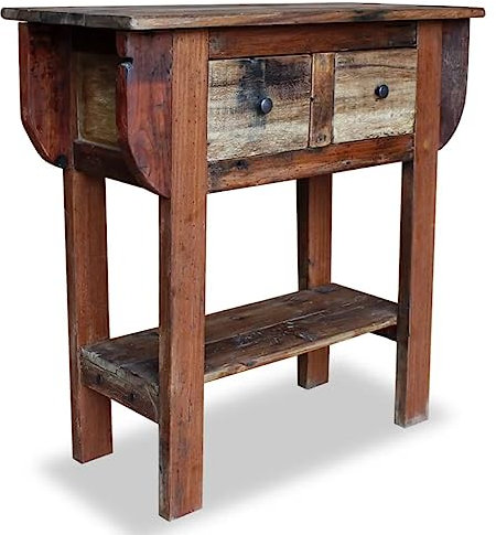 vidaXL Konsolentisch mit 2 Schubladen Handgefertigt Konsole Beistelltisch Sideboard Flurtisch Ablagetisch Frisiertisch Recyceltes Massivholz 80x35x80cm