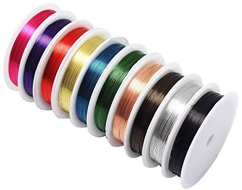 Fil de Fer pour Bijoux,Fil de Cuivre Métallique 10 Bobines 0.3mm Couleurs Mélangées Souple Fil de Cuivre pour Artisanat Perles Fabrication de Bijoux