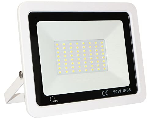 Mille Lucciole Faretto LED da Esterno 50W,Potenti Faro LED Esterni 5000LM,72 leds 6500K Bianco Freddo IP65 Impermeabile Faretti Esterni,Faretto da esterno Giardino Terrazza Garage【Guscio Bianco】