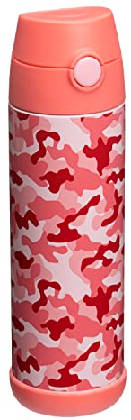 Snug Kids Flask - Stainless Steel Insulated Water Bottle with Straw for Children/Toddlers (Girls/Boys) - Pink Camo, 500ml