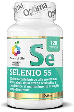 Colours of Life Selenio 55 - Integratore di Selenio - Antiossidante - Mantenimento di unghie e capelli normali - Vegano, 120 compresse