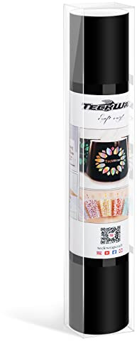 TECKWRAP Smart Black Permanent Adhesive Vinyl, 33 cm X 1.53 m, No Cutting Mat, Smart Vinyl Black Vinyl Ideal for Customizing Mugs, Bottles, Labels, Signs & DIY Crafts, Matte Black