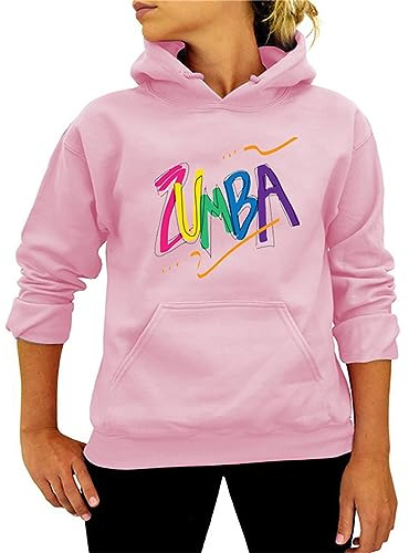 doyouwantmore Sudaderas de Zumba para Mujer Jersey de Manga Larga con cordón Suéter con Capucha con Bolsillo Blusa Suelta para Primavera otoño Invierno