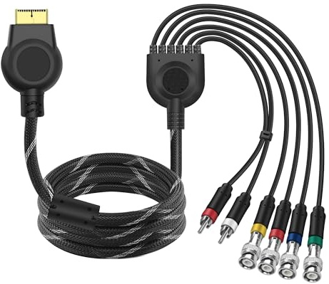 MEIRIYFA PS2 PS3 Component AV Câble audio/vidéo HDTV avec 4 connecteurs BNC RGB RGBS pour console PS2/PS3, moniteur CRT – 1,8 m