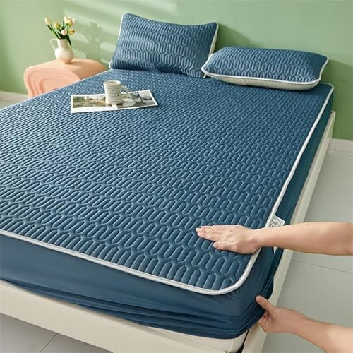 Boxspringbett & Wasserbett Spannbettlaken,Latex-Spannbettlaken für Kinderzimmer mit Tiermotiv, bequeme und kühle einfarbige Matratzenauflage für Kinderzimmer, Marineblau, 90 x 200 cm (3 Stück)