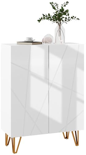 HOMCOM Mueble Zapatero Moderno de Entrada para Recibidor con Estantes Ajustables y Cierre Suave 15-20 Pares de Zapatos para Pasillo 72x31,5x95 cm Blanco Brillo