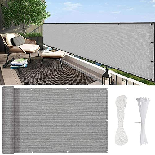 Brise-vue extérieur 60 x 650 cm - Panneau pare-soleil anti-regards pour porche, terrasse, arrière-cour - Gris - Avec attaches de câble