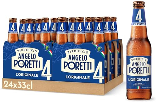 Birrificio Angelo Poretti Birra 4 Luppoli L'Originale, Cassa con 24 Bottiglie da 33cl, Birra Premium Lager a Bassa Fermentazione, Luppolata e Profumata, Gradazione Alcolica 5.0% Vol