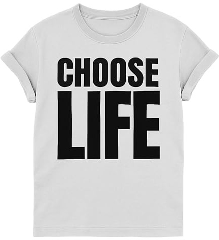 Choose Life T Shirt - Men and Women 80s Fancy Dress T-Shirt XL White