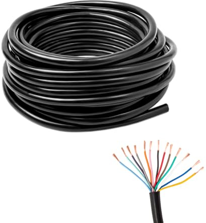 Feuunly 10m Cable Remolque de 13 Núcleos, 13 x 0,5 mm² Cable, 12V 24V Cable de 13 Núcleos Redondo Negro, para Remolque Camión Máquinas Agrícolas Tractor RV (10 Metros)