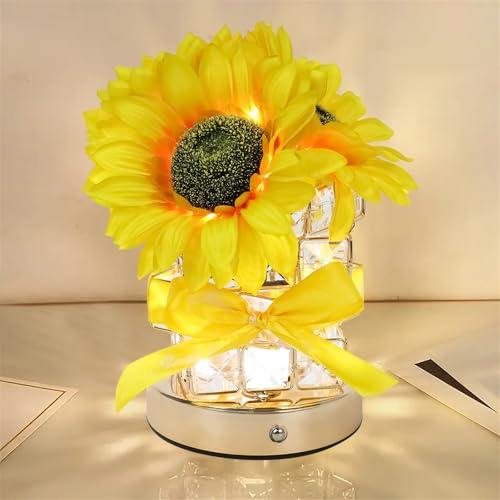 TOWEBOORY Lampada Touch a Forma di Fiore di Girasole, Lampada Girasole LED Luce D'atmosfera Ricaricabile Tramite USB, 3 Colori, per la Decorazione Dell'ufficio del Soggiorno di Casa (A)
